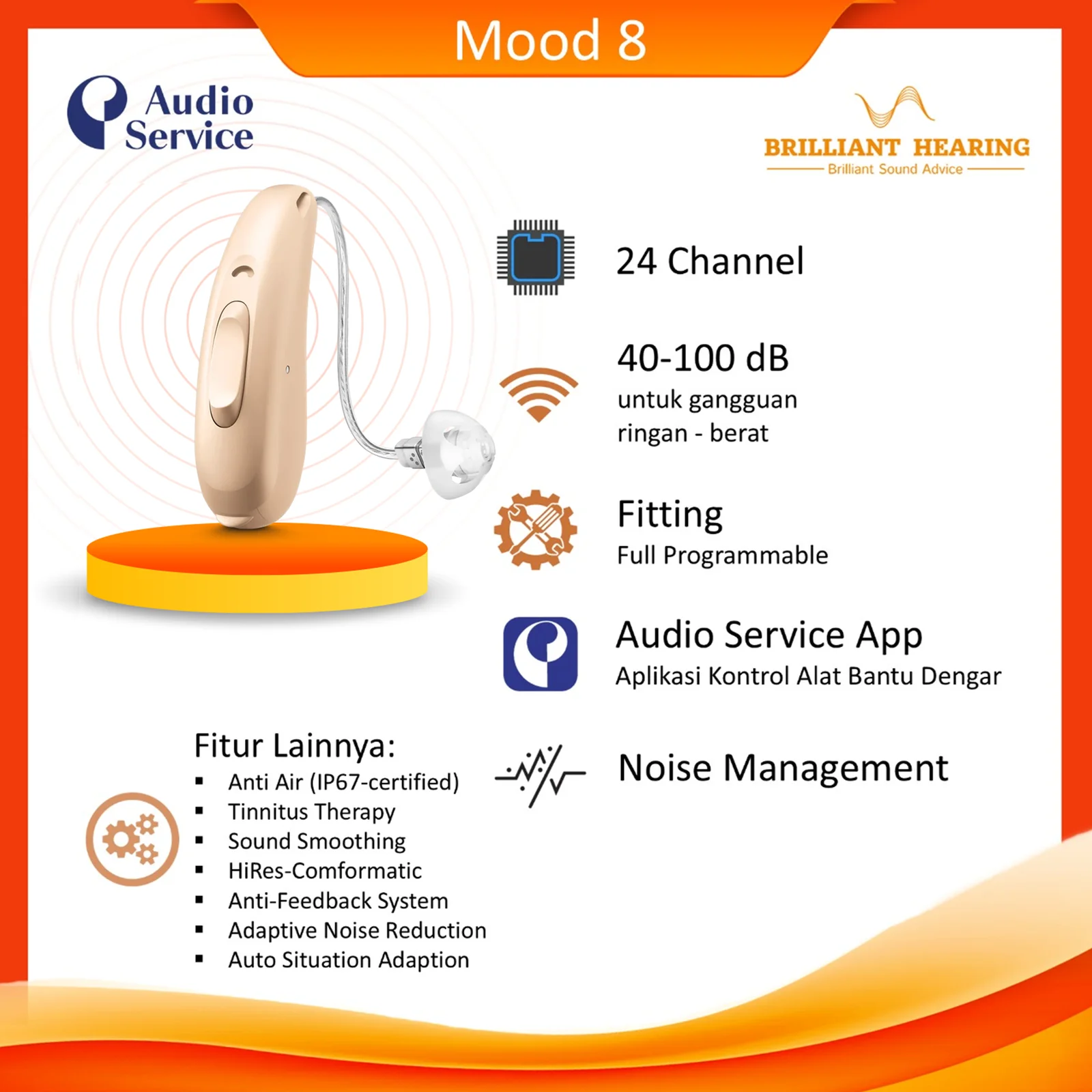 Audio Service Mood 8: Alat Bantu Dengar Modern dengan Fitur Lengkap untuk Aktivitas Harian